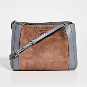 NWT $395 rag & bone Passenger Suede & Leather Crossbody Bag in Praline Suede!